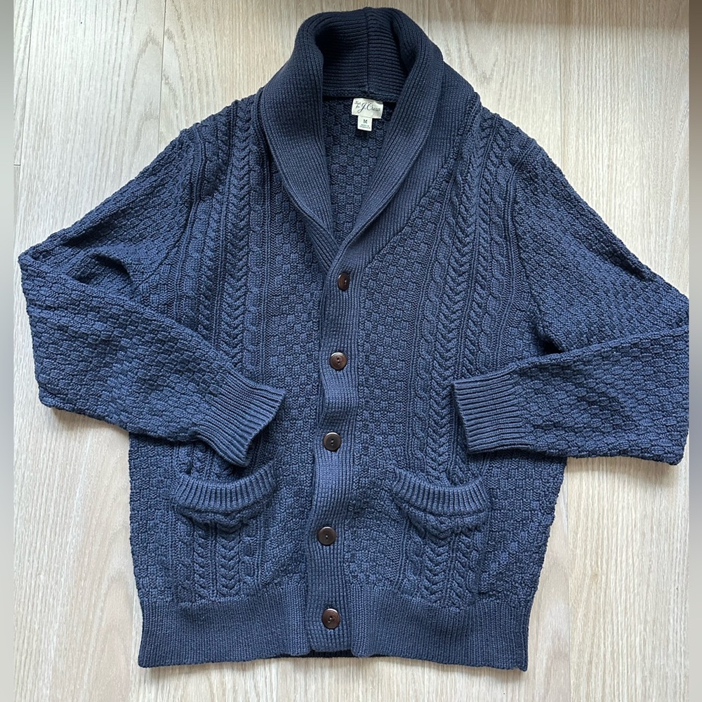 J. Crew Heritage Cotton Cable Knit Shawl Collar Sweater